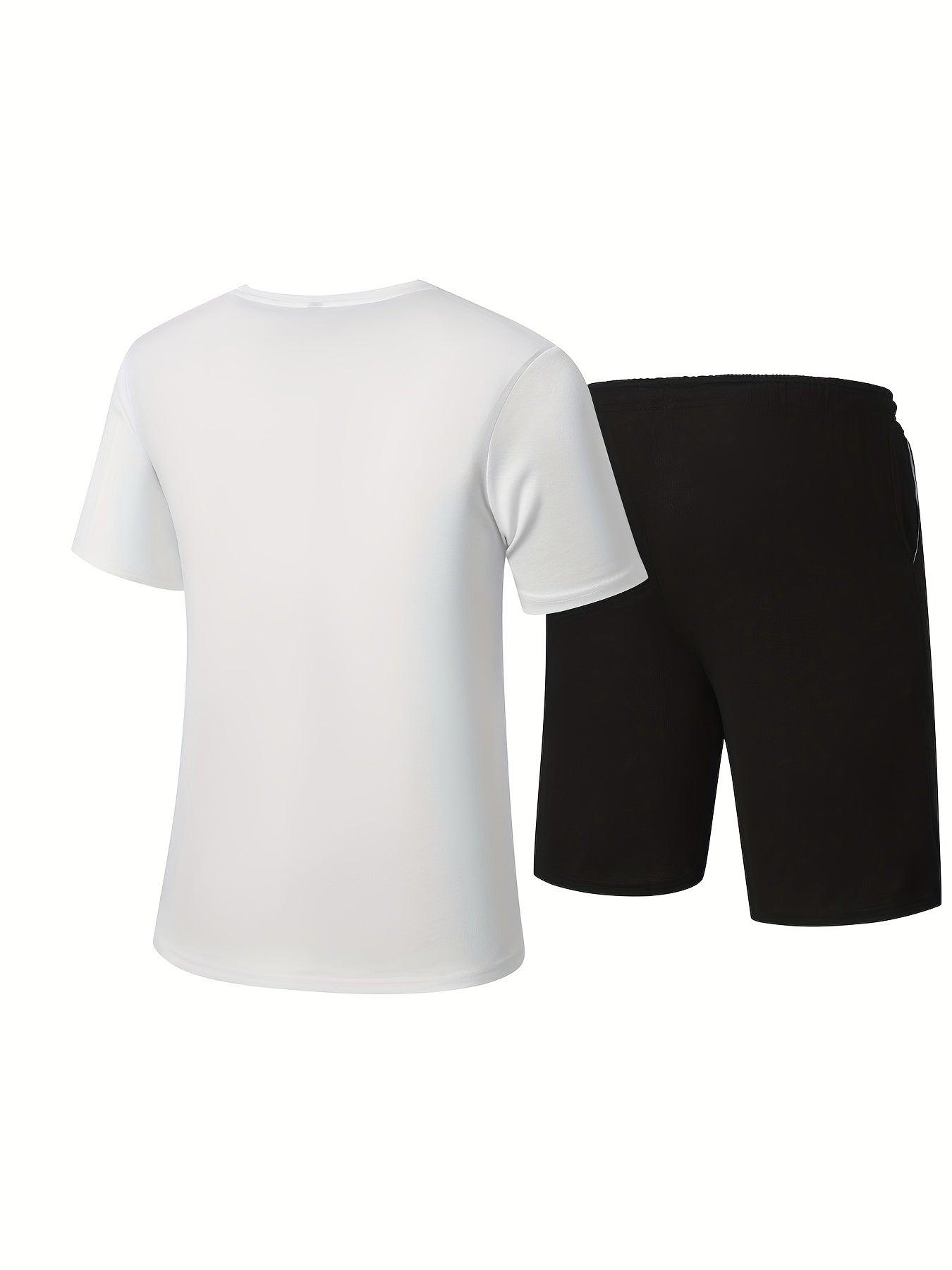 Men's Letter Print T shirt & Casual Stretch Shorts