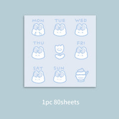 80sheets Cute Animal Sticky Notes Notepad Message Book Office Supplies
