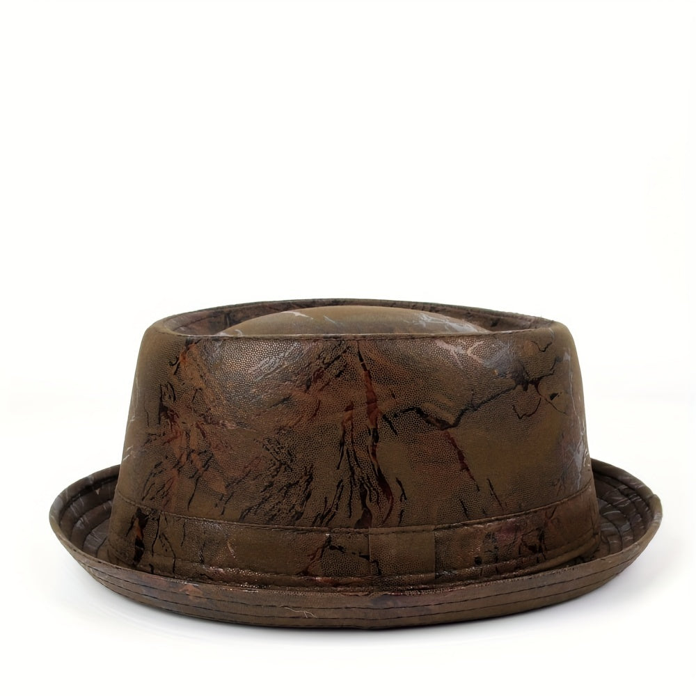 Men Fedora Hat Flat Pork Pie Hat Gentleman Dad Bowler