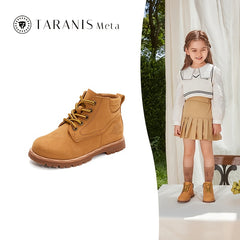 TARANIS Meta Girls Ankle Boots Leather Side Zipper Soft Anti-slip Combat Booties