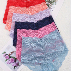 6pcs Floral Lace Briefs Women's Lingerie & Underwear