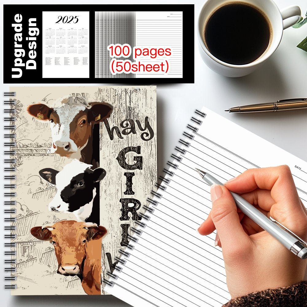 Cow Theme Spiral Notebook for School & Office Use