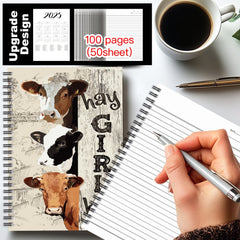 Cow Theme Spiral Notebook for School & Office Use