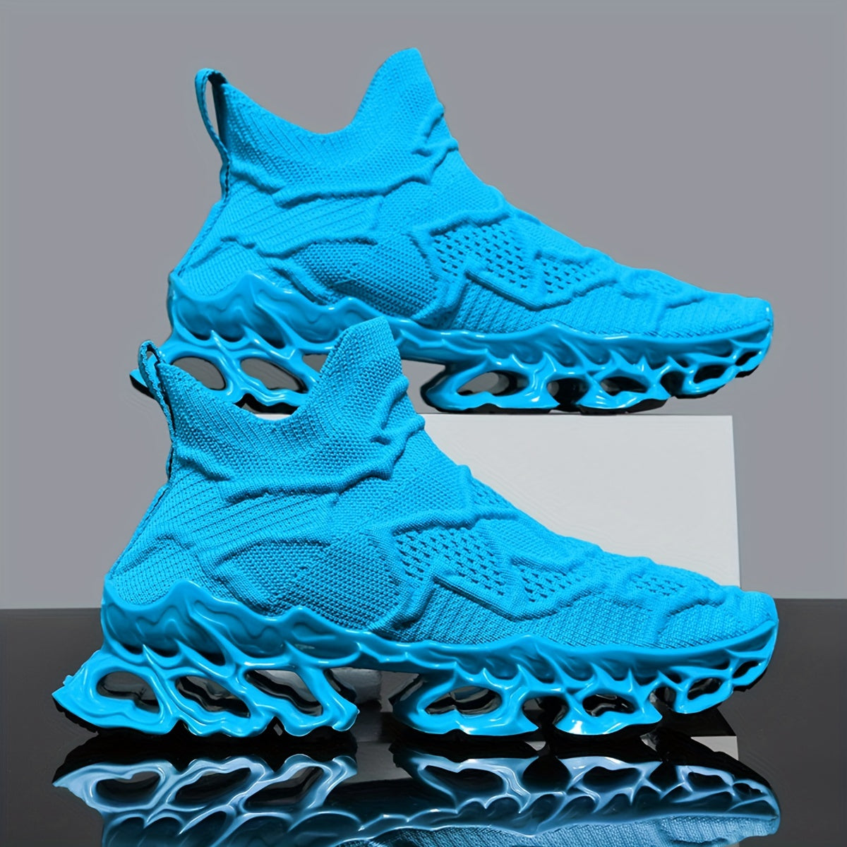 Men's High Top Woven Knit Sneakers, Soft Sole, Non Slip Shoes