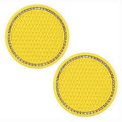 2pcs Rhinestone Water Cup Coaster for Car Interior Non Slip Multifunctional Pad