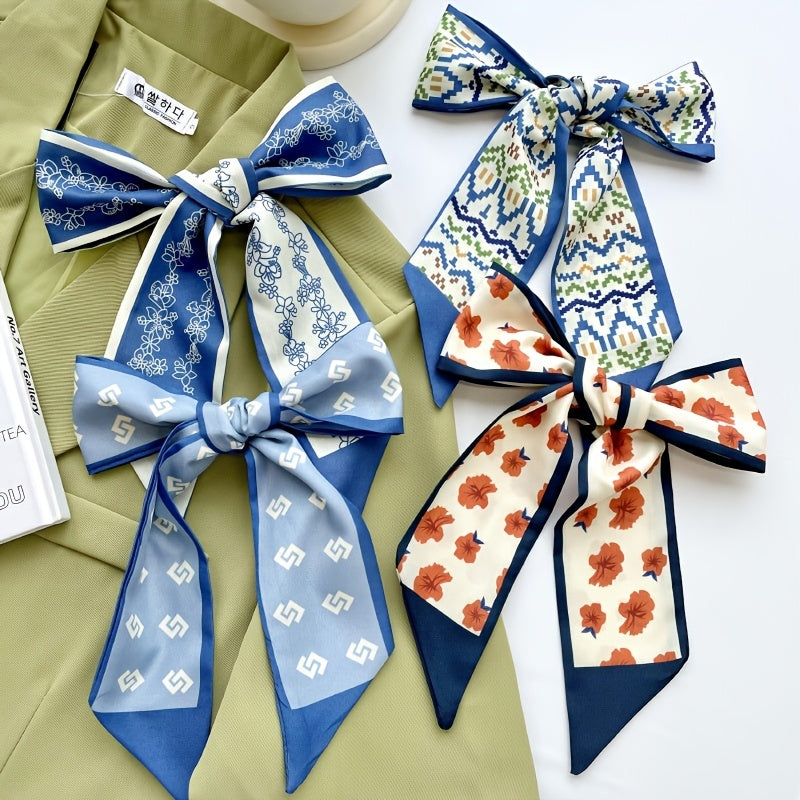 Printed Long Strip Thin Scarf Hair Tie Neck Scarves
