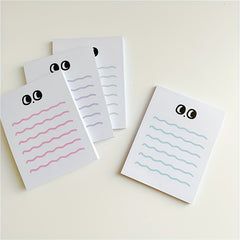 Big Eye Wave Memo Pad Steno Pads Minimalist Cartoon Matte