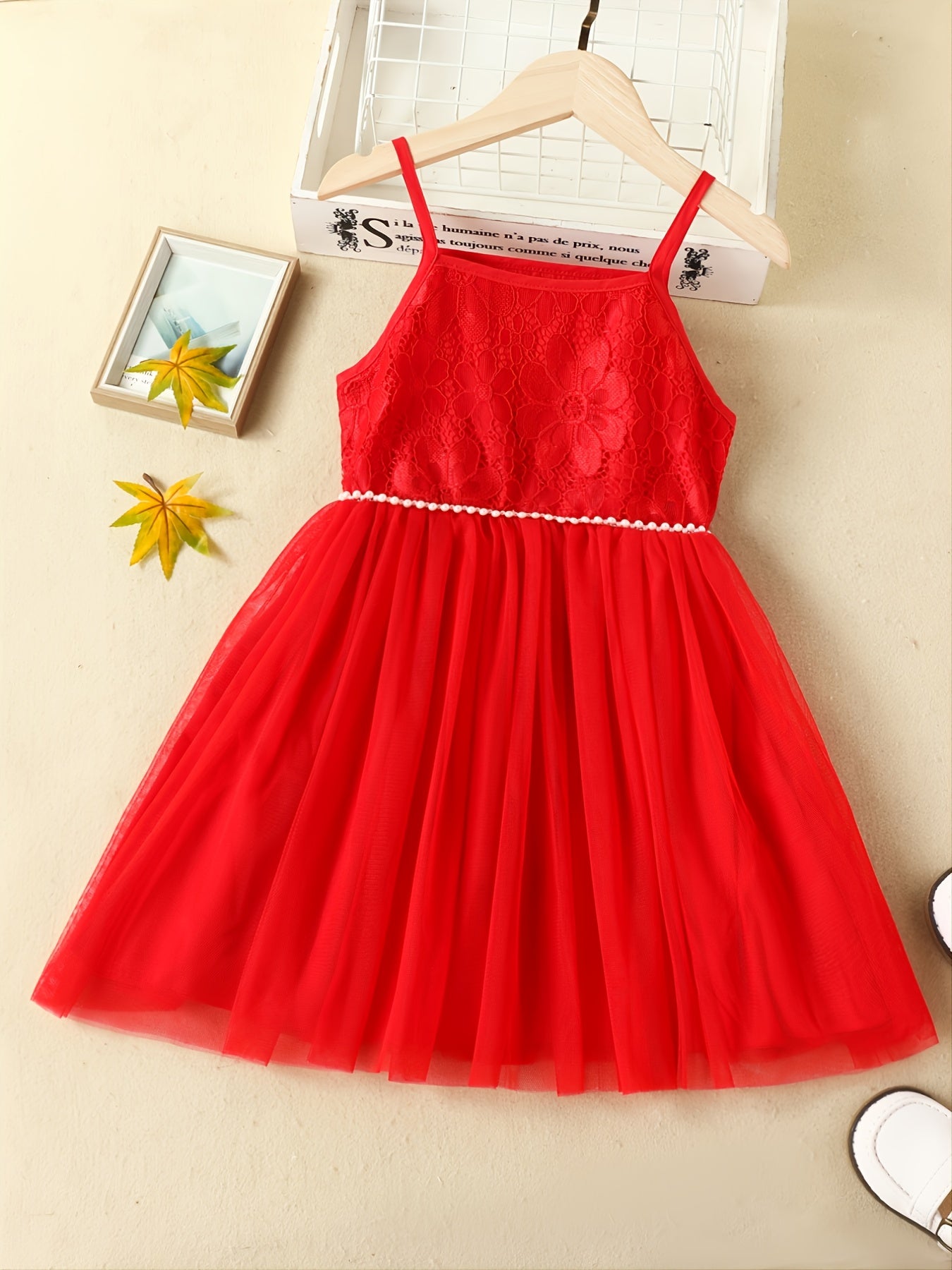 Girls' Solid Lace Patchwork Mesh Dress