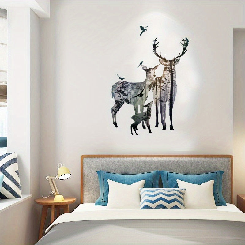 Deer Wall Stickers Elk Family Nordic Forest Painting for Home Decor