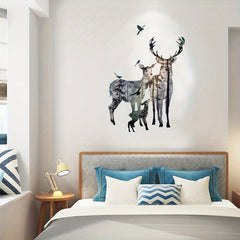 Deer Wall Stickers Elk Family Nordic Forest Painting for Home Decor