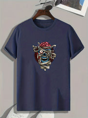 Cherry & Skull Pattern T-shirt Men's Summer Casual Tee Gift