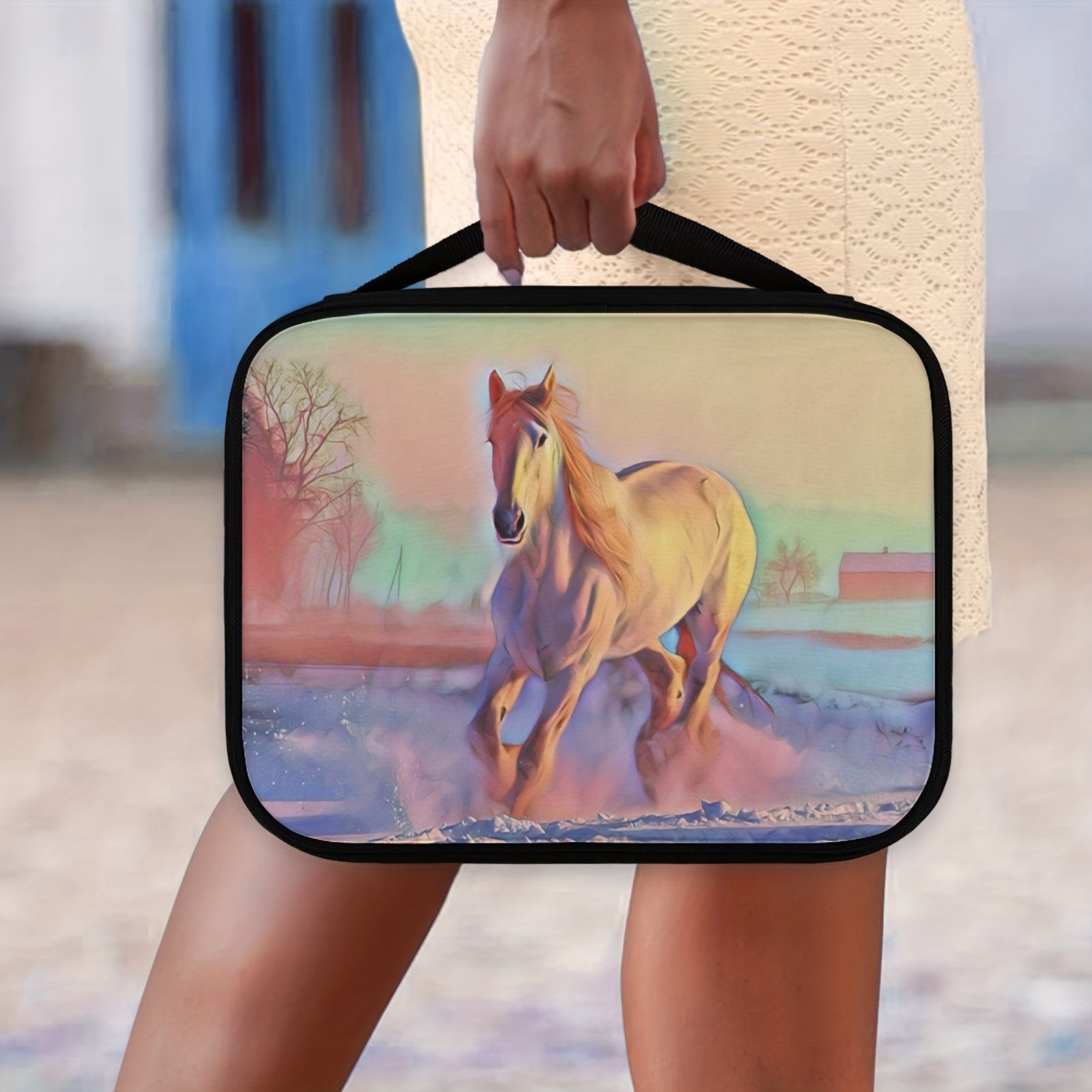 Watercolor Horse Print Bible Cover Large Tote Bag