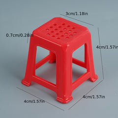 1:12 Dollhouse Stool Pink Chair Ventilation Holes for DIY Decor