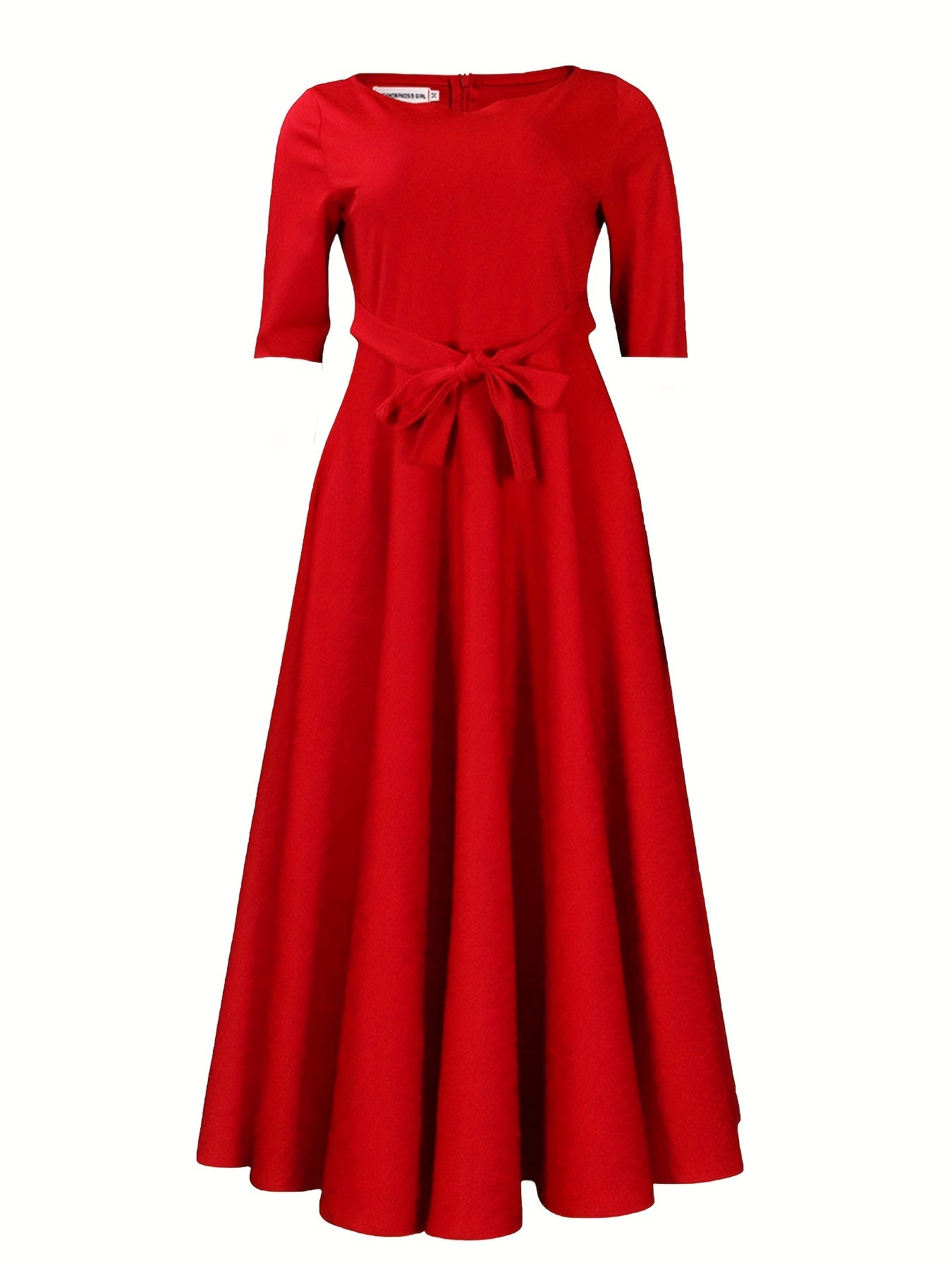  Women's Solid Half Sleeve Round Neck Dress