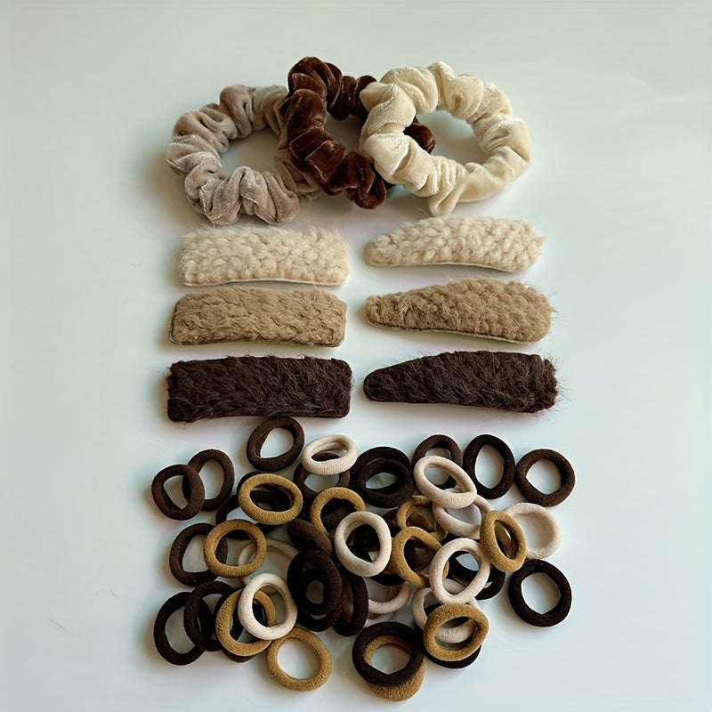 Coffee Hair Accessories Set for Women Girls