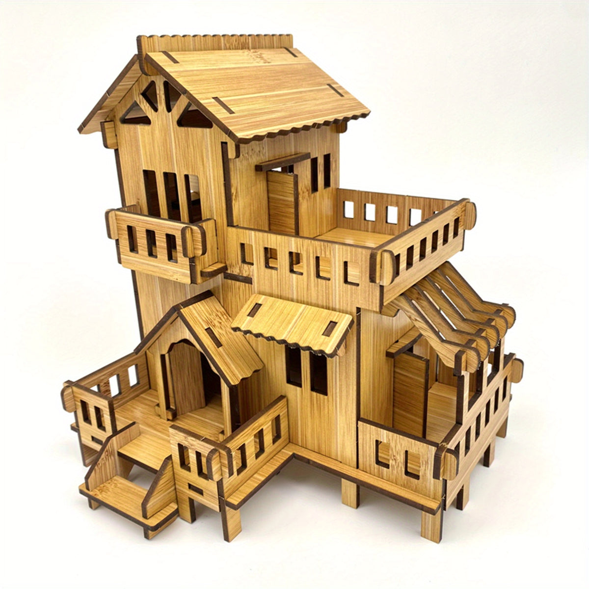 Wooden 3D Puzzle Building Models Western House DIY Kit
