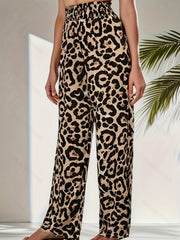  Leopard Print High Rise Wide Leg Pants