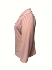  Solid Long Sleeve Button Blazer