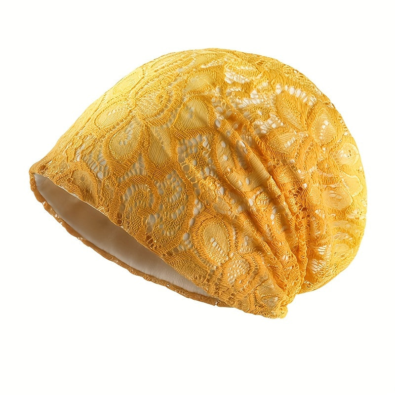 Yellow Lace Beanies Lightweight Breathable Beanie Cap Elastic Casual