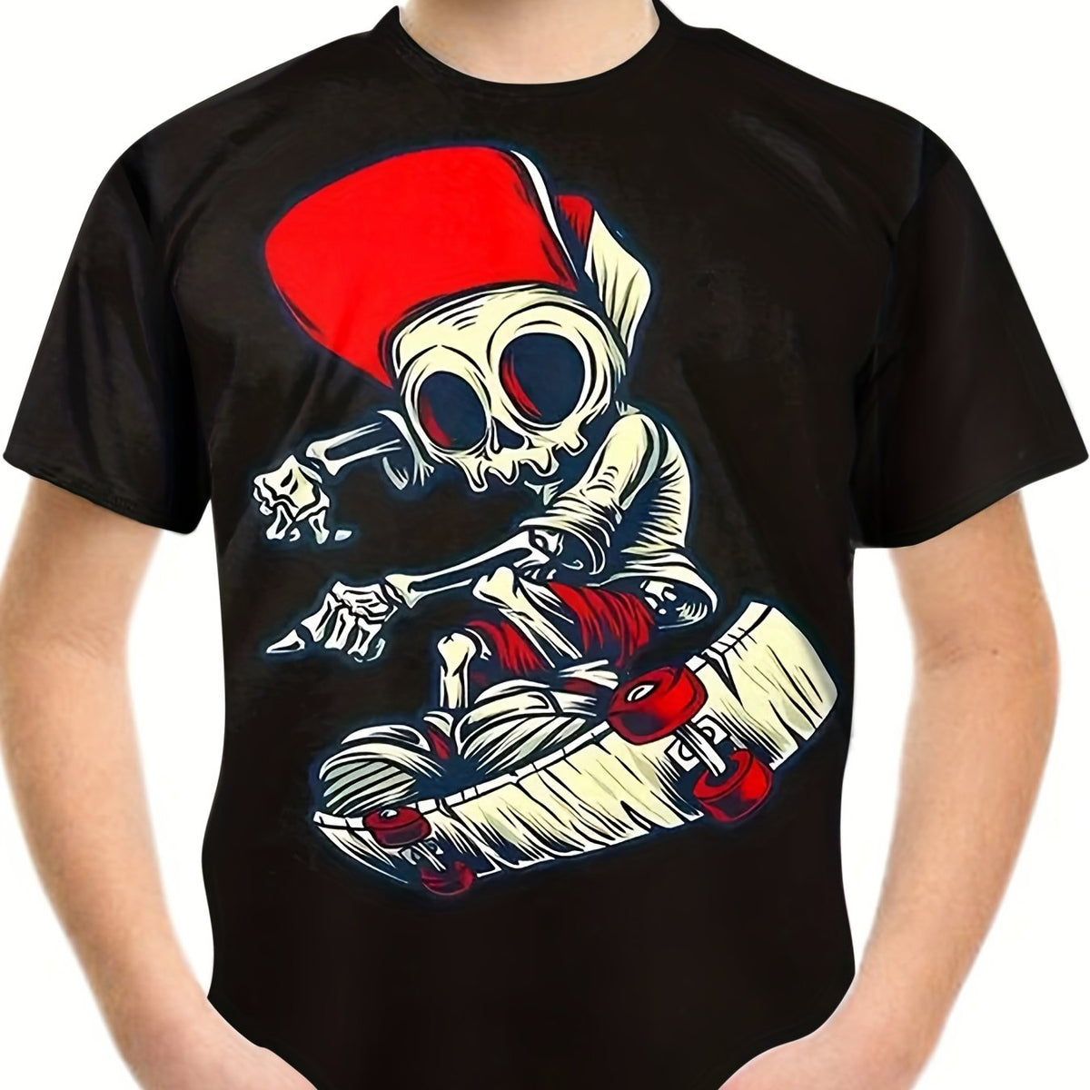 Skateboard Player Skull Graphic Tee Kids Boys Girls 3D Print Casual T-shirt