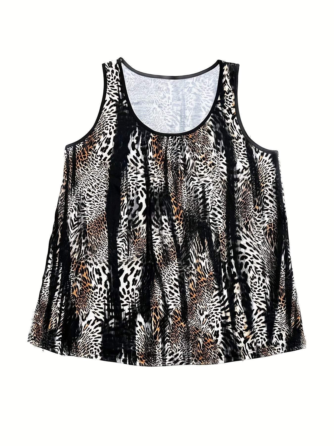  Striped Print Round Neck Tank Top