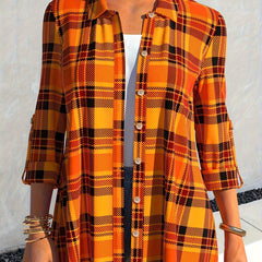  Plaid Roll Up Sleeve Button Up Shirt