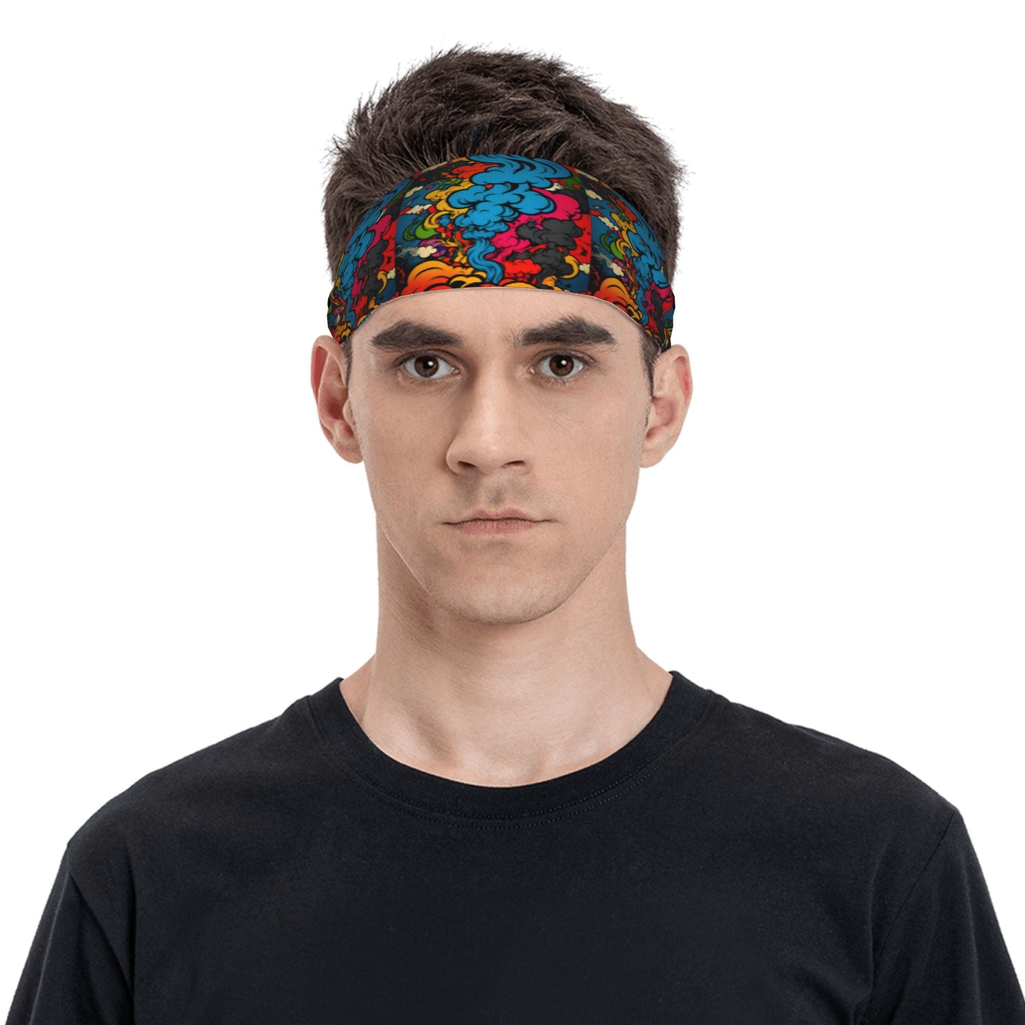 Hippie Style Unisex Sports Headband Sweat Wicking Pink Orange