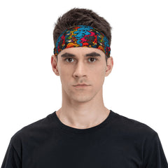Hippie Style Unisex Sports Headband Sweat Wicking Pink Orange