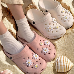 6pcs Daisy Shoe Charms For Clogs Sandals Cute Shoes Decor For Girls Ladies