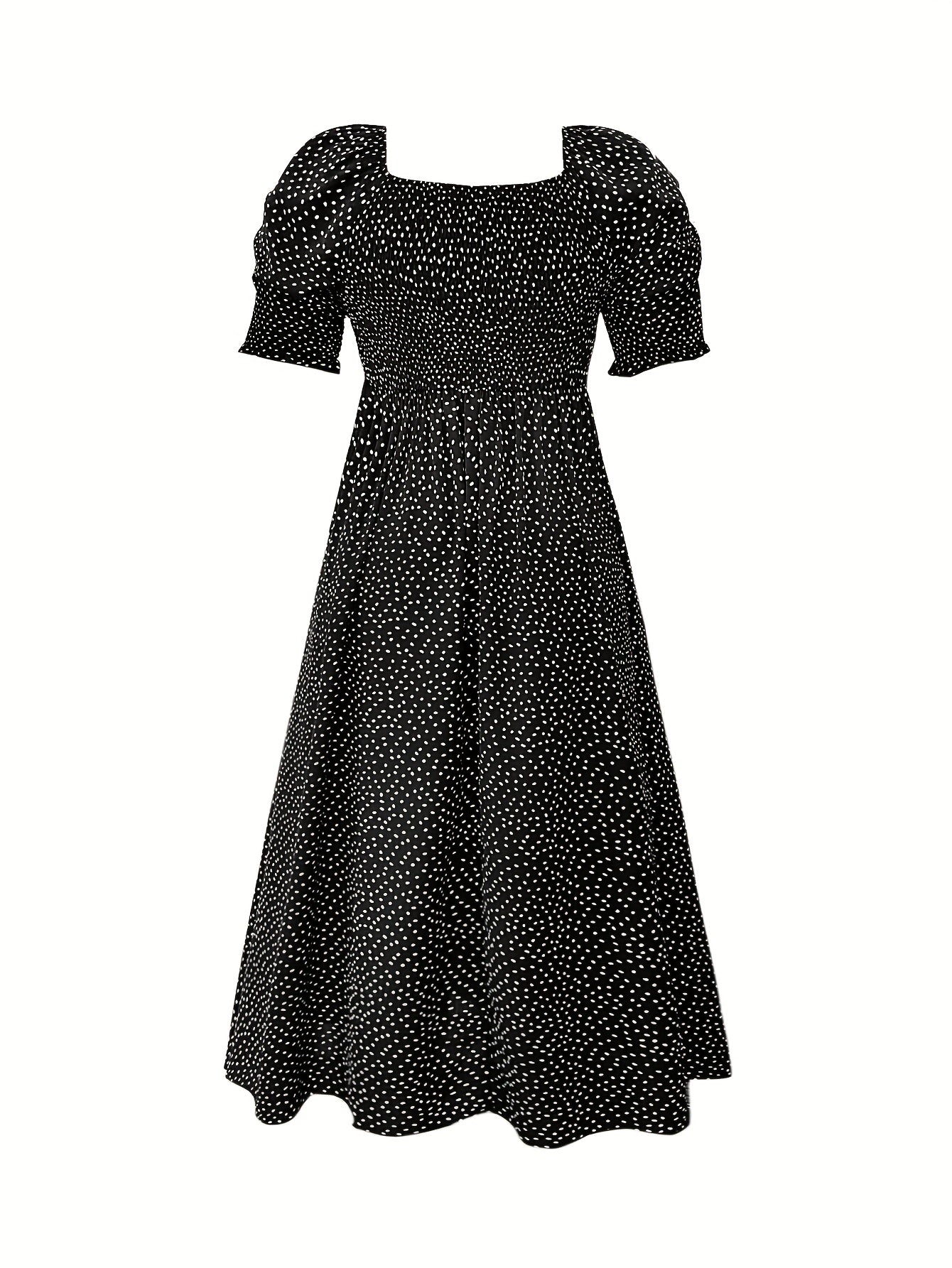  Polka Dot Puff Sleeve Maxi Dress