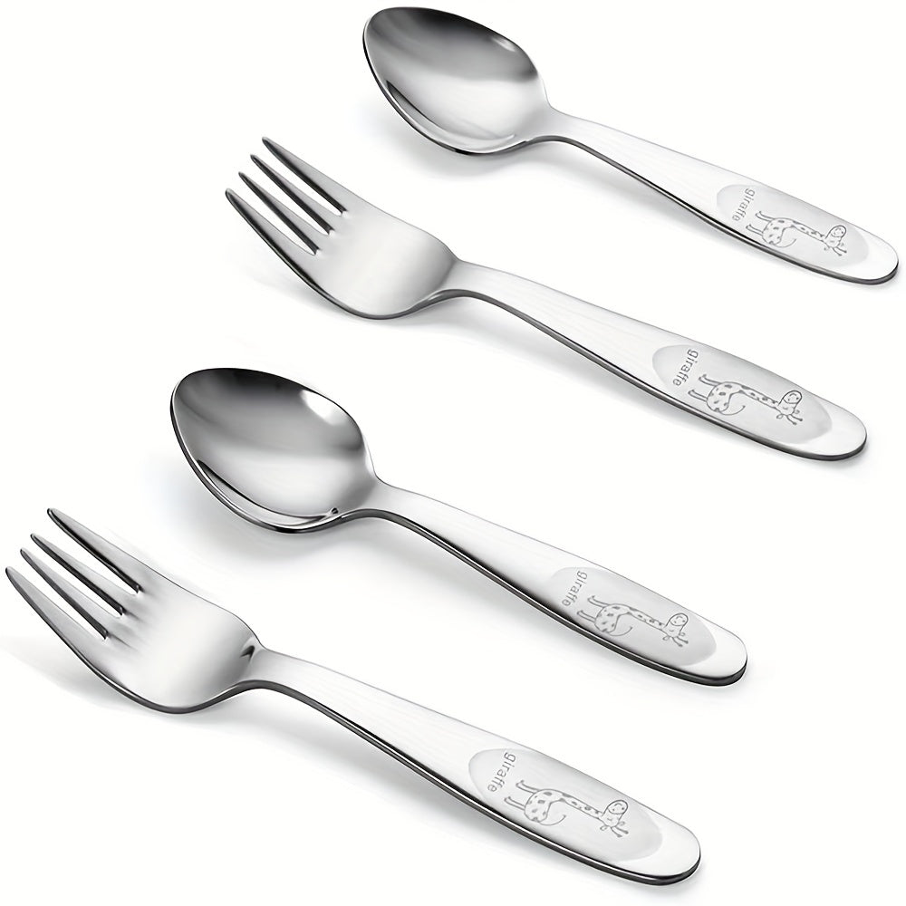 4pcs Toddler Utensil Sets 18 8 Stainless Steel Toddler Spoons And Forks