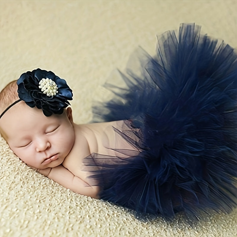 2pcs Baby Girl Tutu Skirt Set Photo Props Newborn Clothes Accessories