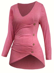  Solid V Neck Top & High Rise Leggings 2 Piece Set