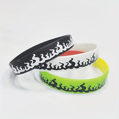 3Pcs Printed Flame Silicone Bracelet Music Party Gift