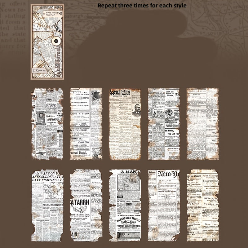 30pcs Old Dream Book Art Journal Paper Pack Distressed Vintage Collage Pages