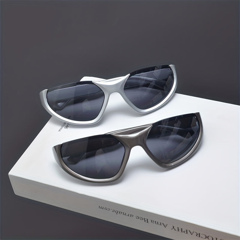 Y2K Wrap Around Sunglasses Futuristic Mirror Lens Glasses UV400