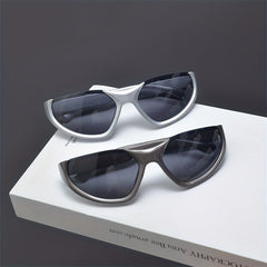 Y2K Wrap Around Sunglasses Futuristic Mirror Lens Glasses UV400