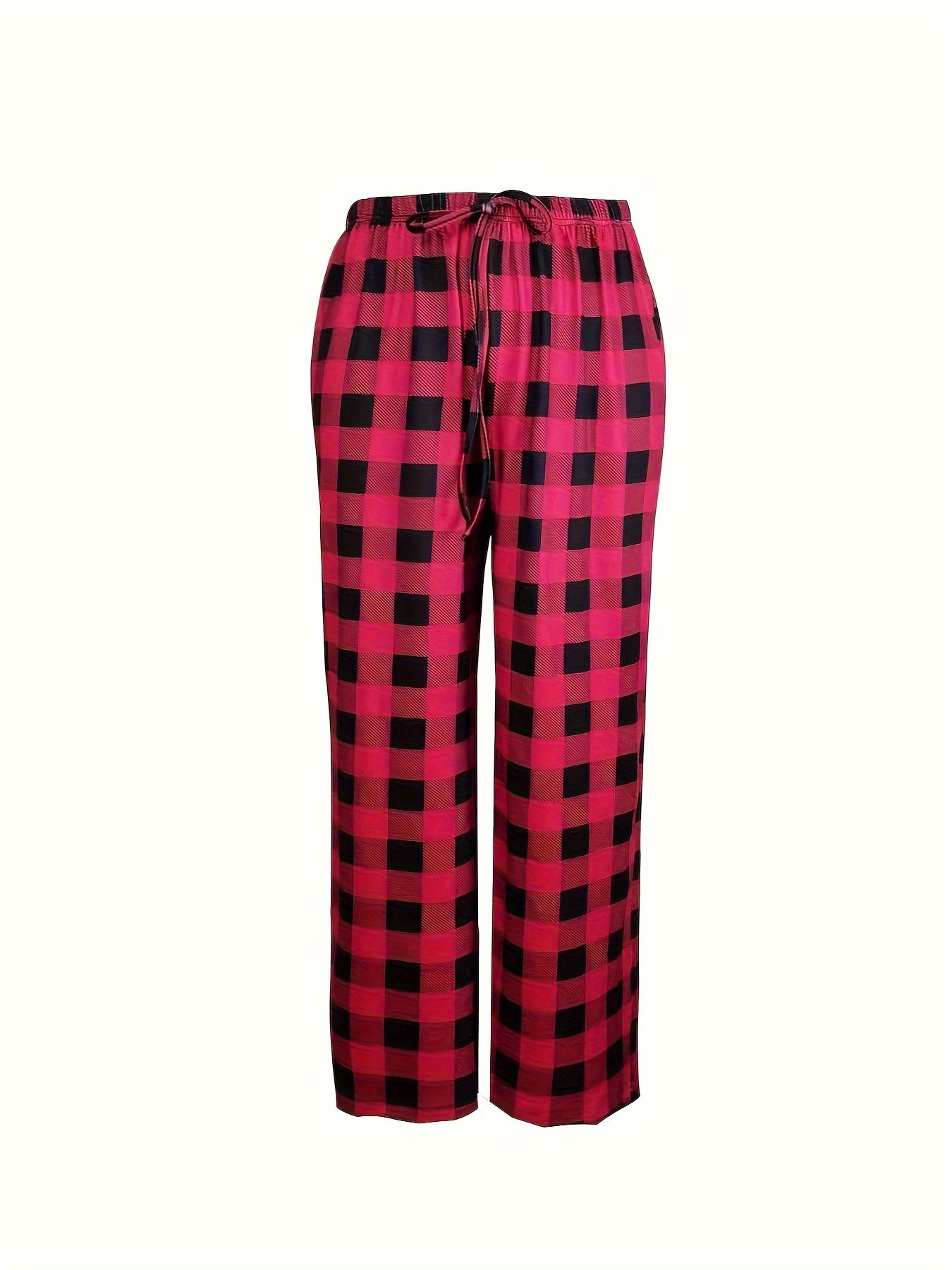 Women's Plus Plaid Print High Rise Stretch Pants
