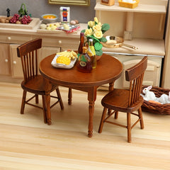 Wooden Table and Chair Set for Dollhouse DIY Accessory 1:12 Scale