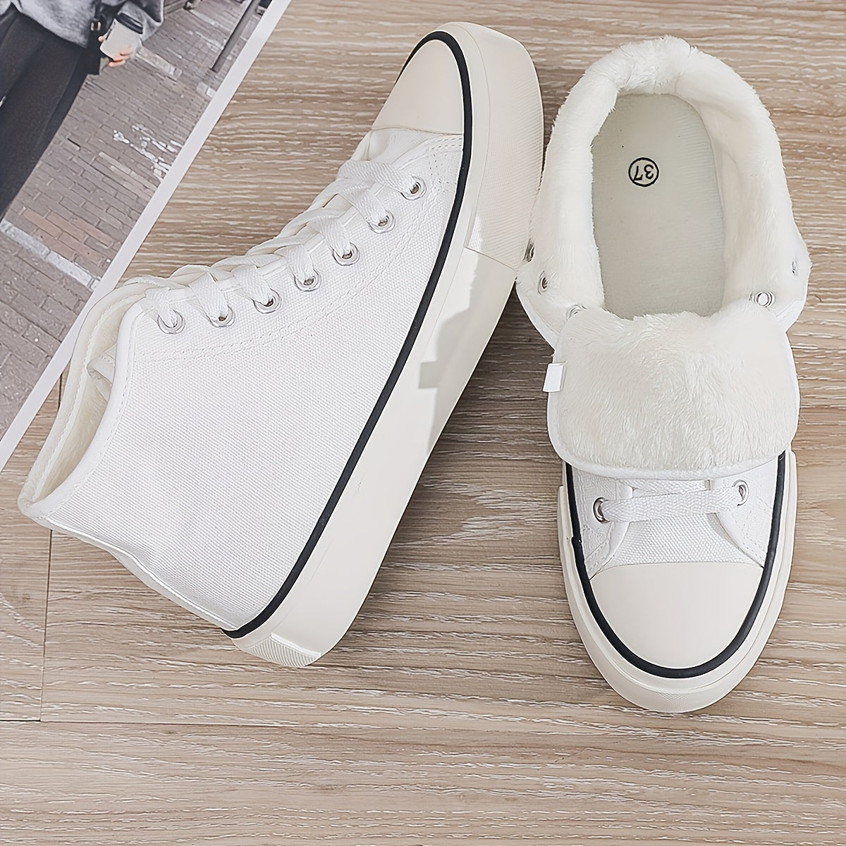 Girls' High Top Plush Lined Skate Shoes Warm Non Slip Sneakers