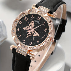 Butterfly Quartz Watch & Rhinestone Jewelry Set