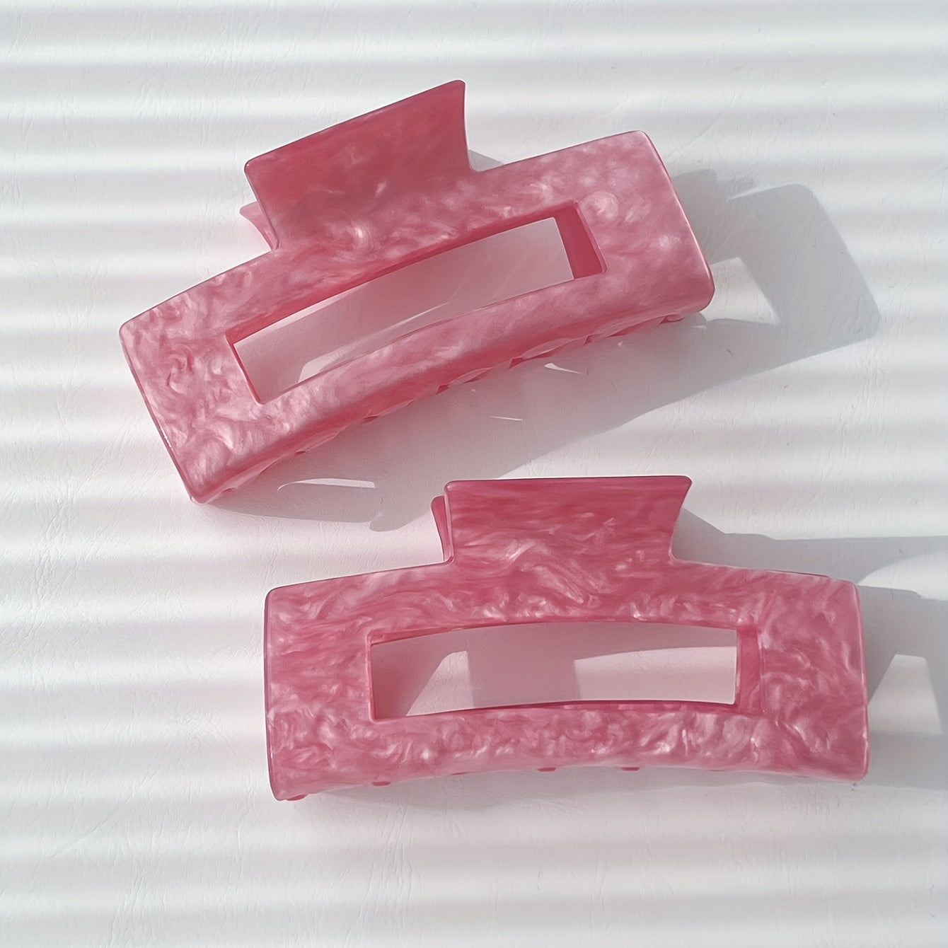 2pcs Pink Hair Claw Acrylic Ponytail Holder