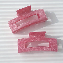 2pcs Pink Hair Claw Acrylic Ponytail Holder