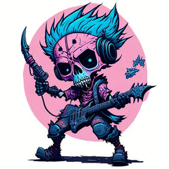 Cyberpunk Rock Skull Iron-on Transfer Stickers - Music Theme
