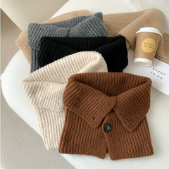 Button Knitted Scarf - Short Neck Protection Warm Windproof Elastic Neck Sca
