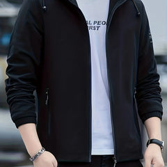 Men's Slim Fit Zippered Hooded Casual Jacket
