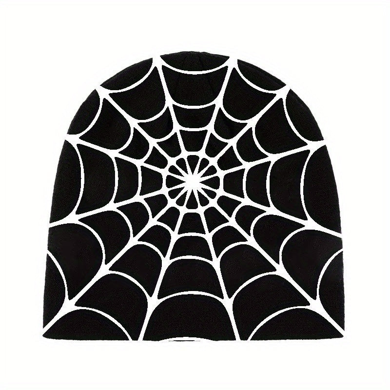 Y2K Gothic Spider Web Jacquard Skull Cap Unisex Warm Knit Hat