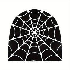 Y2K Gothic Spider Web Jacquard Skull Cap Unisex Warm Knit Hat