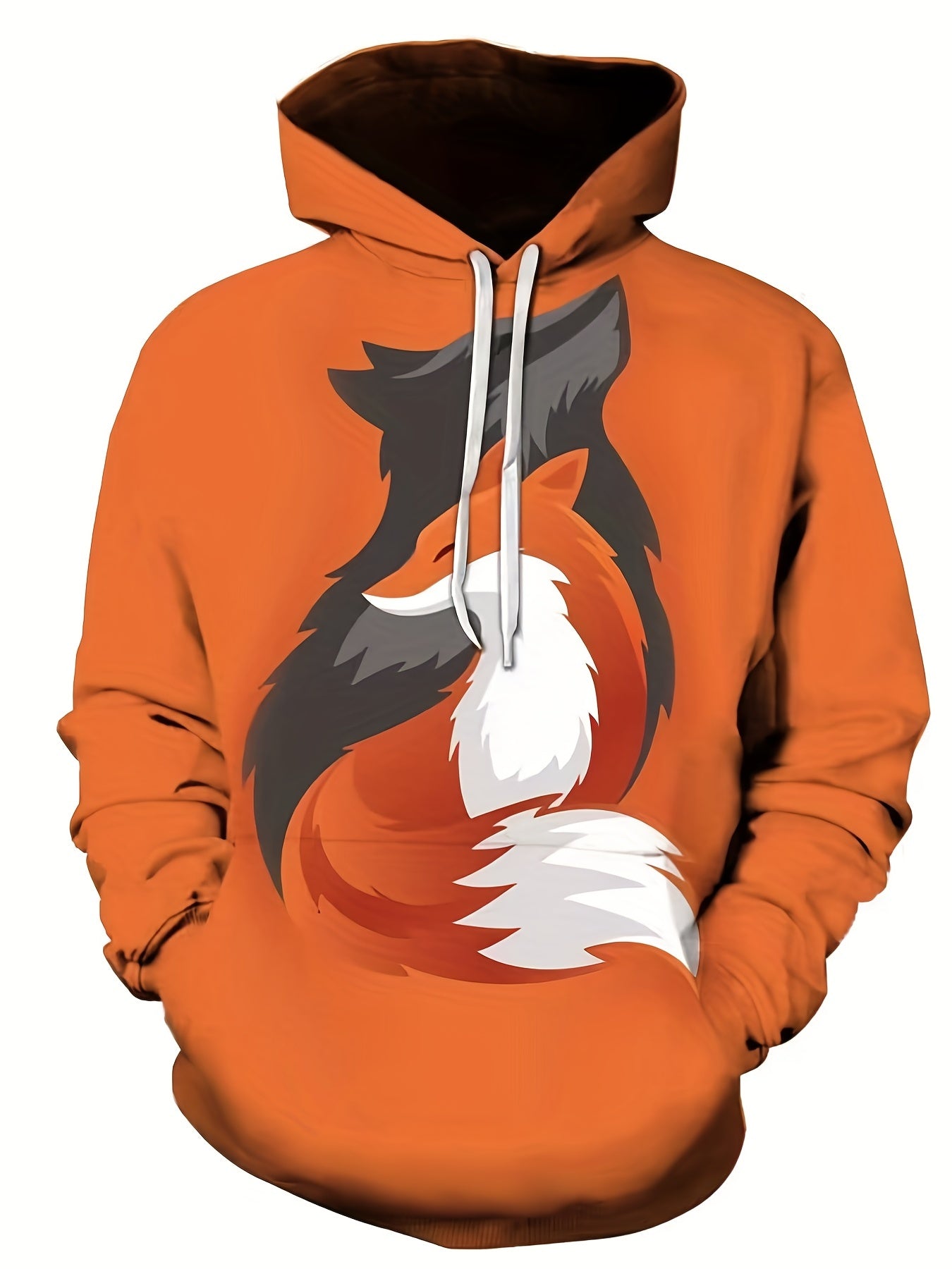 Men's Fox Graphic Hoodie Active Slightly Stretch 3D Print Hooded Sweatshirt