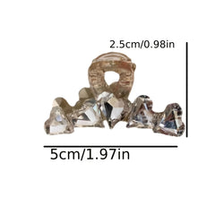 Crystal Heart Decor Hair Claw Rhinestone Ponytail Holder for Women Girls